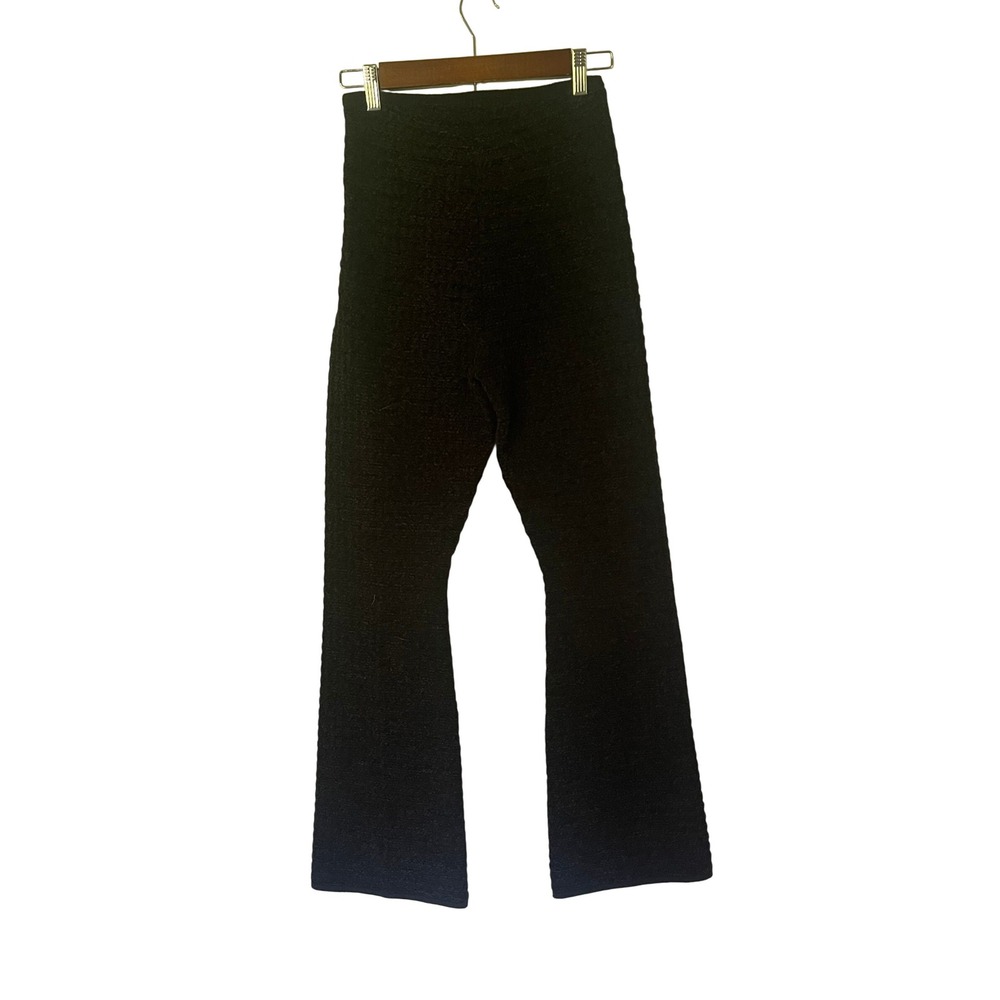 Sandro Black Tweed Flared Leg Mid Rise Velvet Textured Trousers Stretch Sz 2 NWT - Picture 5 of 12